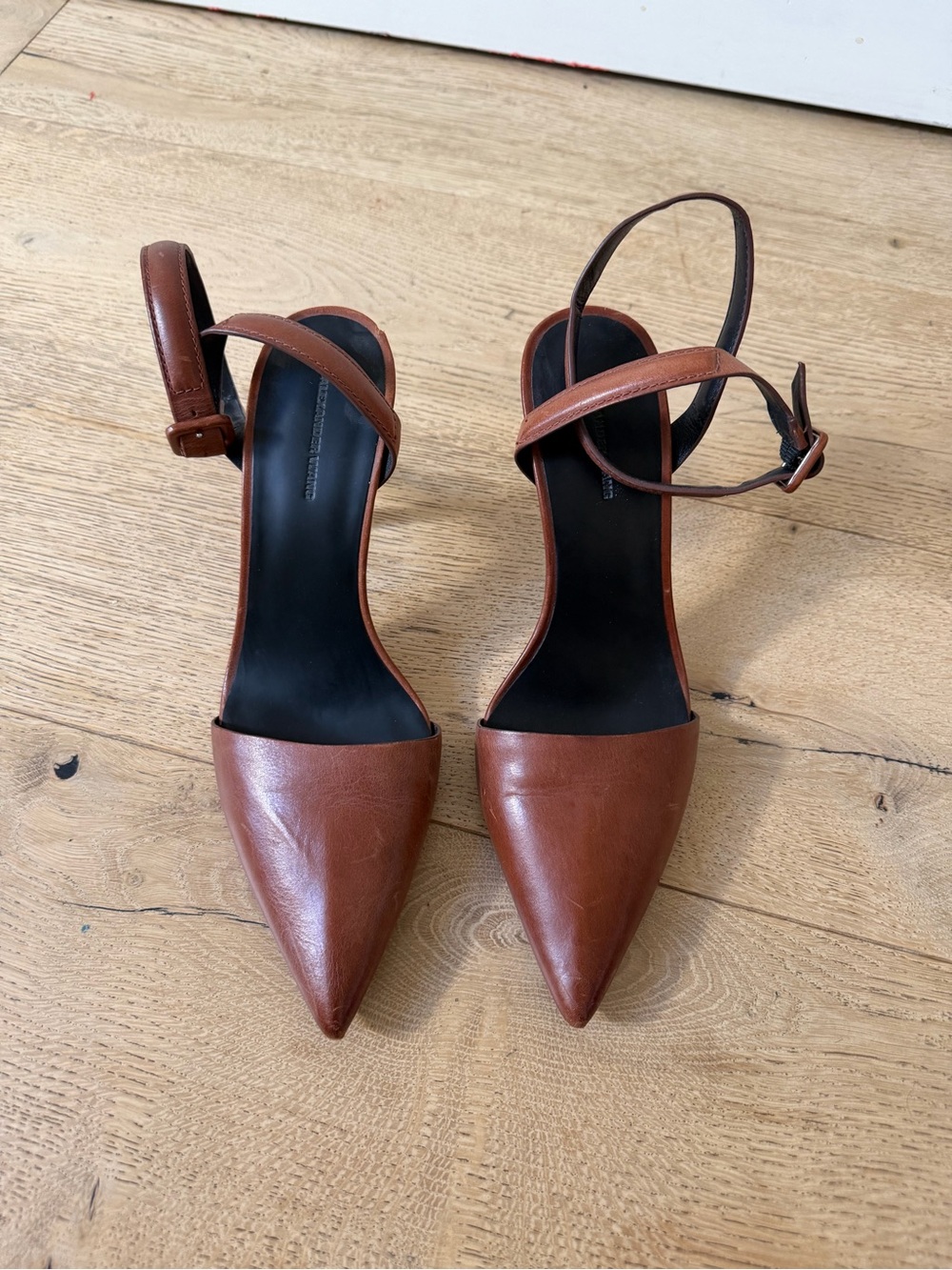 Alexander Wang Brown Pointed-Toe Ankle-Strap Pumps